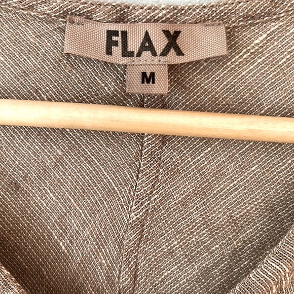 Flax • Natural Tan Linen Sleeveless Tank Tunic Top Mini Dress Size Medium - Picture 4 of 16